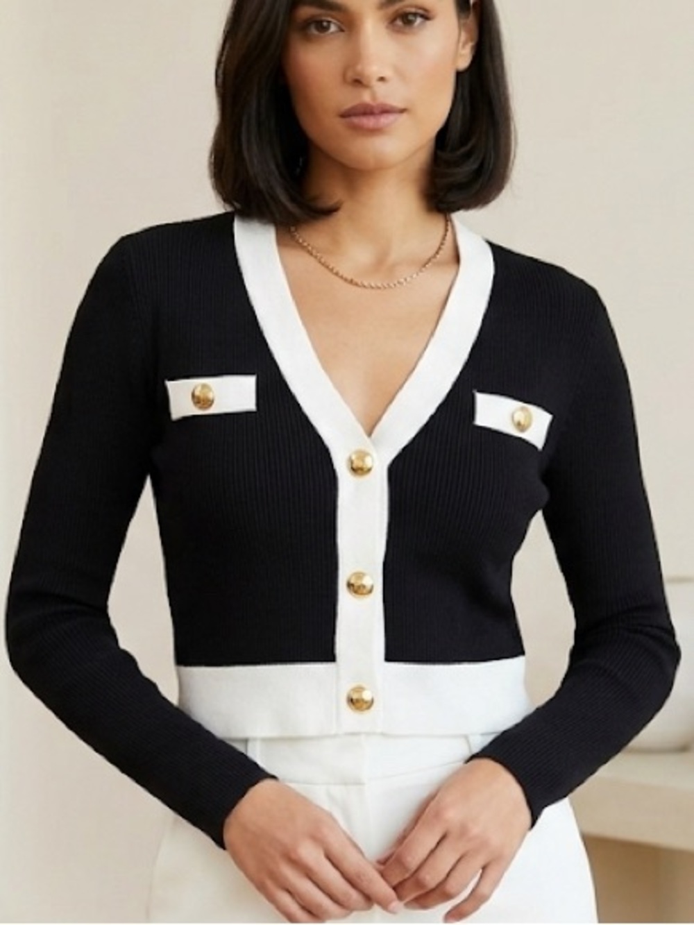 MAJOR LABEL GROUP- Black and White Sweater Cardigan